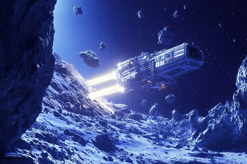 Rare minerals are mined at an asteroid station