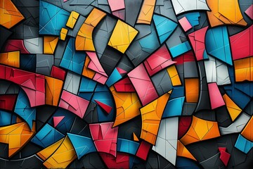 Fototapeta premium A colorful abstract painting with many different shapes and colors