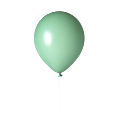 green helium balloon. Birthday balloon flying for party and celebrations. Isolated on white background. Generative AI