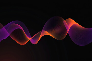 abstract wave design featuring purple and orange tones against a black background