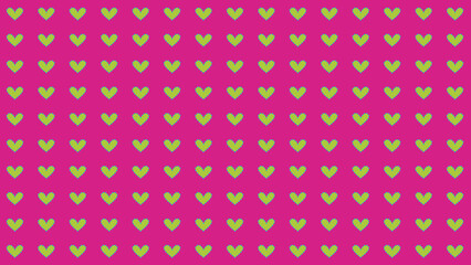 ピンクに黄緑のハートのポップで可愛いシームレス背景