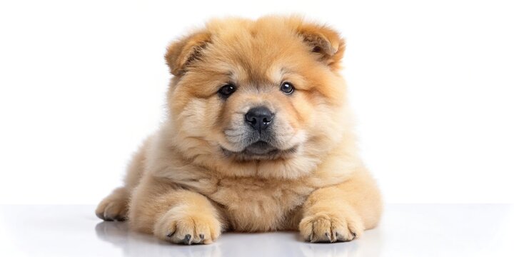 Cute chow chow puppy on white background
