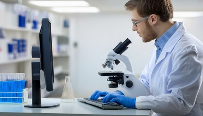 Research Lab Scientist Using Computer