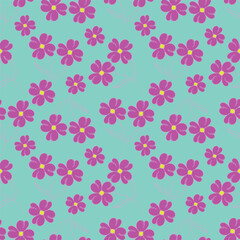 abstract a solid multicolor small and big flower mixed vector pattern arrangement with medium color, all over vector design with white background illustration digital