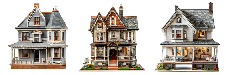  Set of dollhouse isolated on transparent background (2)