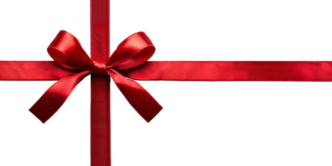 Red Ribbon Bow For Gift Packaging Isolated On Transparent Background