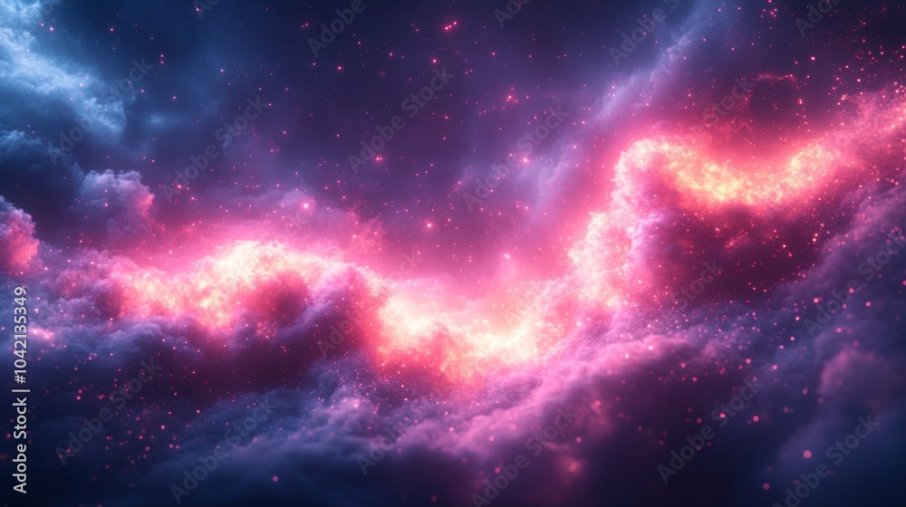 Aufkleber The cosmos is filled with vibrant clouds of pink and purple, creating a breathtaking view in deep space. Stars sparkle amidst this ethereal display, capturing the essence of the universe.