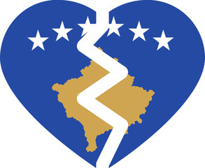 Broken Heart Icon of Kosovo Flag