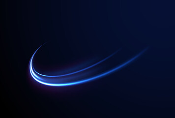 Blue glowing shiny lines effect vector background. Luminous white lines of speed. Light glowing effect. Light trail wave, fire path trace line and incandescence curve twirl.