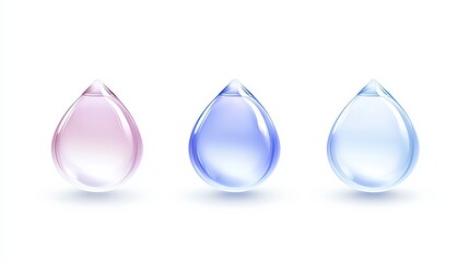 Collection of water drop designs for sustainability concepts, isolated on white background