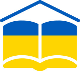 Ukraine flag on Book with symbol icon