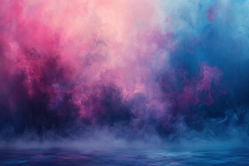 A colorful, blurry background with a blue and pink hue
