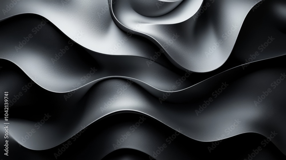 Aufkleber a textured surface of flowing black fabric showcases elegant ripples and curves, illuminated by soft