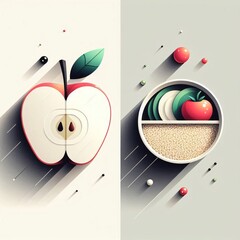 illustration of apple with healthy food