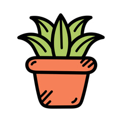 Potted Plant Doodle Illustration
