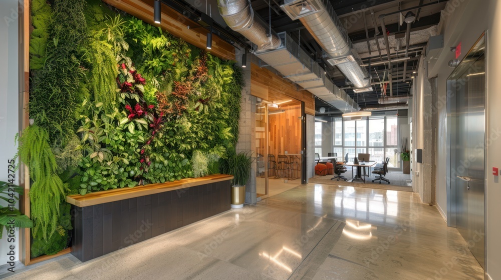 Poster Modern Office Interior with Green Wall