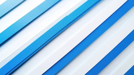 Obraz premium Detailed blue and white diagonal stripes, perfectly aligned on a smooth white background.