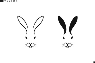 Rabbit head vector. Cute animal sign