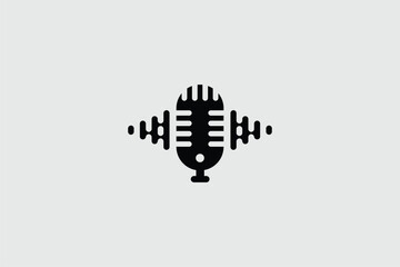 Simple and modern microphone and headset vector podcast logo template