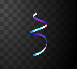 Vector illustration of a holographic rainbow colored confetti ribbon on a transparent background.