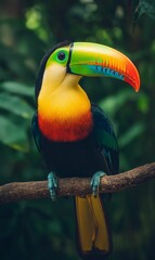 Fototapeta premium Colorful toucan perched on a branch.