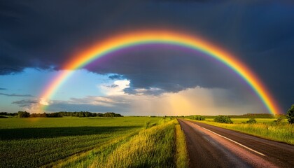 Obraz premium 비온 뒤 무지개가 뜬 하늘