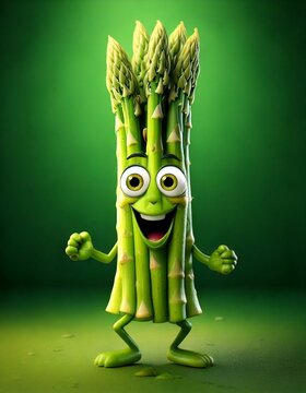 Naklejki Cute Cartoon Asparagus Food Character 
