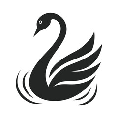 Elegant Swan Vector Silhouette with Minimalist Curves for Logos and Branding.