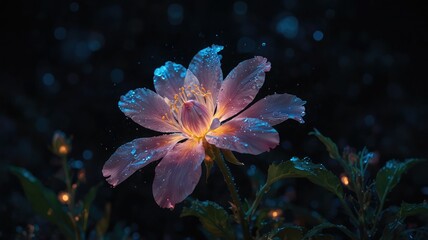 A white blossom falls on stones in a pool of water, creating a soothing, light black and light beige sensory experience.-gigapixel-standard-scale-4_00x