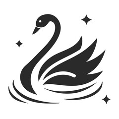Elegant Swan Vector Silhouette with Minimalist Curves for Logos and Branding.