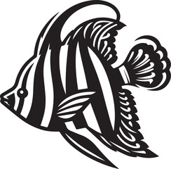 Fototapeta premium Peppermint Angelfish Silhouette vector icon with white background.