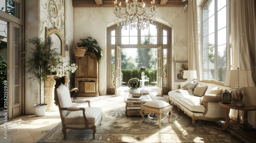 Sticker Elegant Living Room with French Country Charm