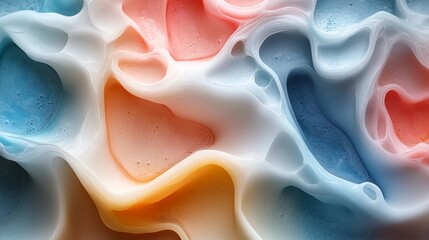 Bright and colorful abstract design featuring intricate swirls of pastel colors including blue,...