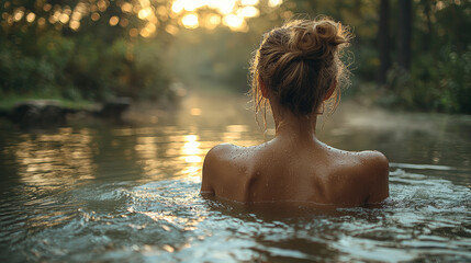 Fototapeta premium Close-Up of Women's Body Care Routine in Natural Light. Generative AI