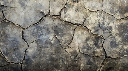 Fototapeta premium Cracked earth surface revealing dry conditions in a rural setting during daylight