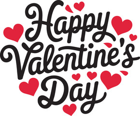 Happy Valentine's Day lettering calligraphy with heart shape t-shirt design.