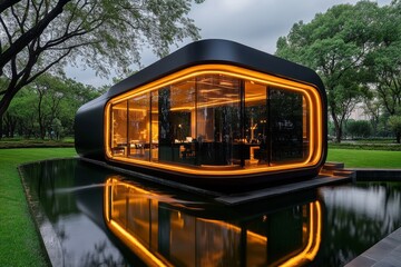 Futuristic reinterpretation of the Summer Palace, with glowing digital structures and Kunming Lake reflecting neon lights, blending tradition with modernity