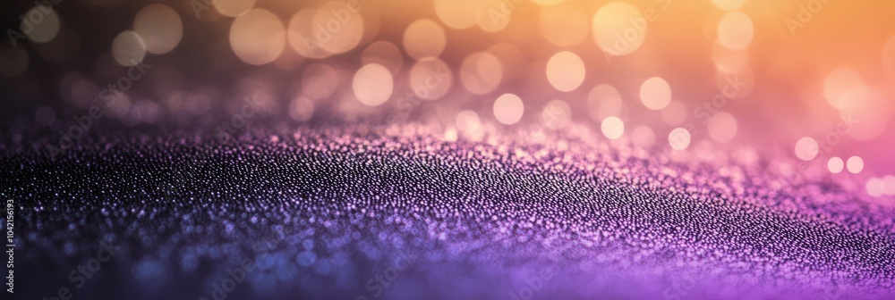 Poster A gradient surface shimmers with purple and gold hues, enhanced by soft bokeh effects, creating a magical and ethereal atmosphere perfect for artistic backgrounds