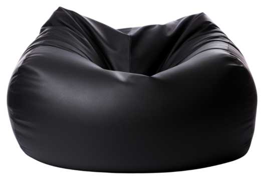 PNG Comfortable black bean bag chair - Powered by Adobe
