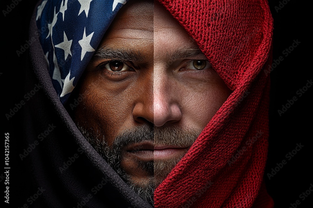 Poster Hyper-realistic portrait of a diverse group, showing intricate details of each face, representing people from different parts of the world