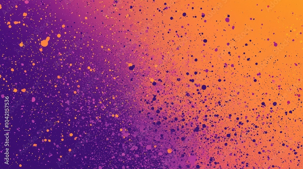 Poster An abstract design showcasing dynamic splashes of orange and purple, creating a lively atmosphere filled with artistic energy and movement