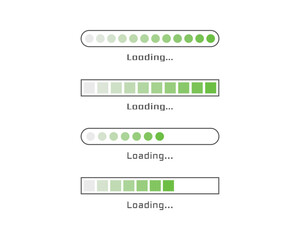Collection Loading bar status icon. Vector illustration. Set of vector loaded icons. Download progress. Donload or Upload.