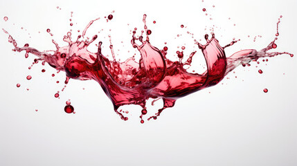 Fototapeta premium A dynamic splash of red liquid isolated on white background, showcasing movement and fluidity.