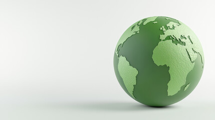 Obraz premium Minimalist 3D Green Globe on White Background. Generative AI