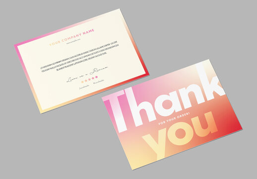 Thank You Card Layout with Colorful Accents