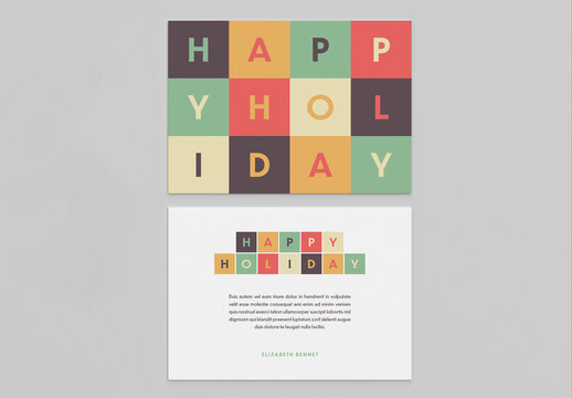 Happy Holiday Card Layout with Colorful Accents