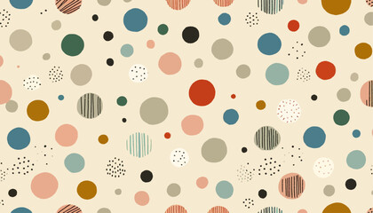 seamless pattern with polka dots and circles © ArtCommercial