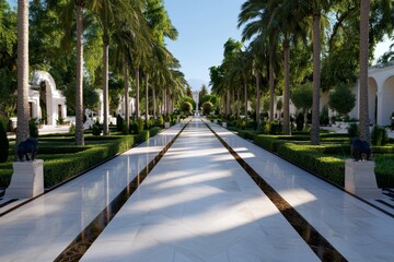 Obraz premium Minimalist depiction of Floriana's gardens, with clean lines and muted tones representing the historic parkâ€™s natural beauty