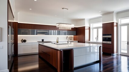 Fototapeta premium Modern kitchen wallpaper with premium countertops and sleek design elements