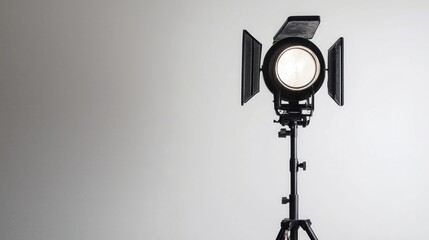 Studio spotlight on stand with bright light, ideal for professional photography and film sets